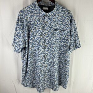 COLUMBIA Rapid Rivers Short Sleeve Shirt‎ Men's Size XL Blue Beige Floral Print